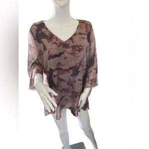 LOMON Womens 3/4 sleeves Blouse V Neck Dressy Tops Casual Chiiffon Tunic